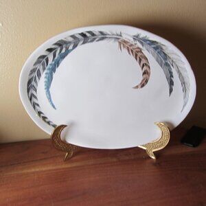 creative co-op feather oval serving plate NWT discontinued retired (W6160)